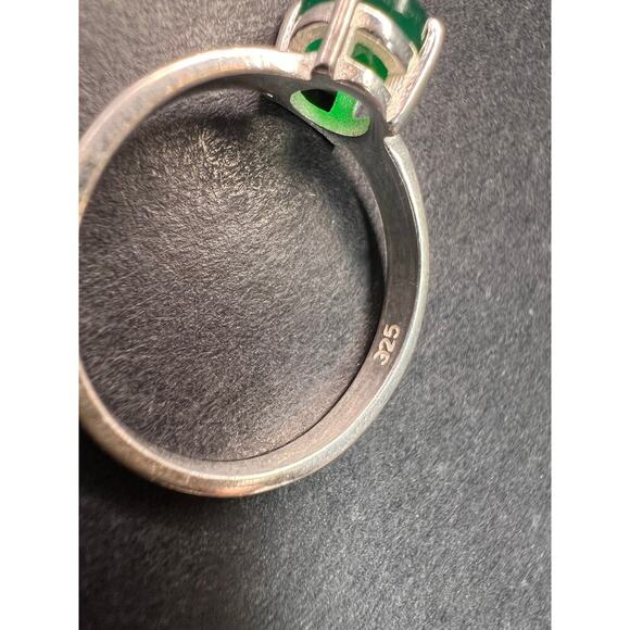Green onyx sterling silver solitaire ring size 9 - Picture 4 of 15